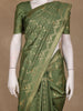 Green Geometric Floral Design Semi Tussar Silk Saree