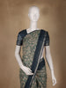 Green Kalamkari Printed Tussar Silk Saree With Contrast Teal Blue Border - Diadem