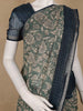 Green Kalamkari Printed Tussar Silk Saree With Contrast Teal Blue Border - Diadem