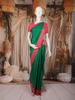 Green Self Textured Woven Design Soft Silk Fancy Saree with Contrast Border
