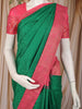 Green Self Textured Woven Design Soft Silk Fancy Saree with Contrast Border