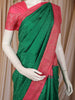 Green Self Textured Woven Design Soft Silk Fancy Saree with Contrast Border