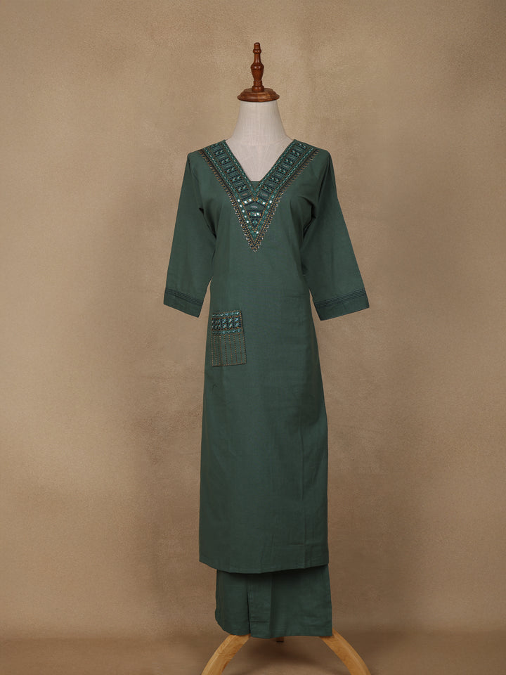 Green Sequins Designed Cotton Salwar - Diadem