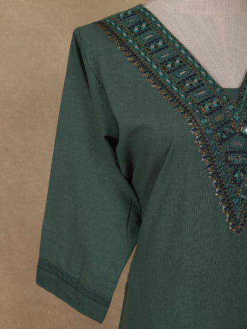 Green Sequins Designed Cotton Salwar - Diadem