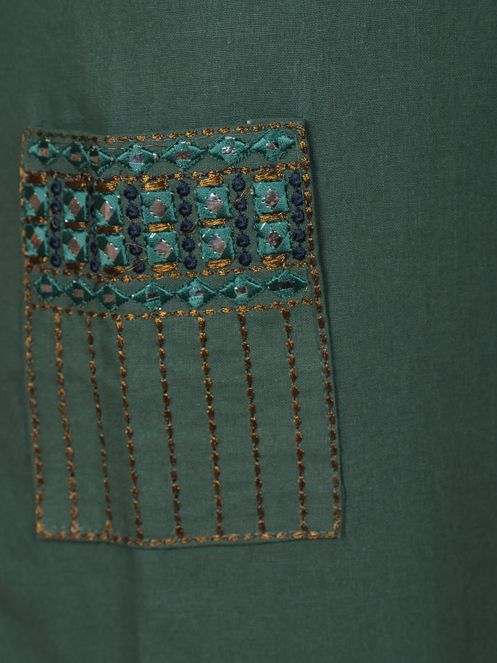 Green Sequins Designed Cotton Salwar - Diadem