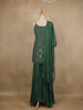Green Sequins Embroidered Georgette Palazzo Suit