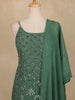 Green Sequins Embroidered Georgette Palazzo Suit