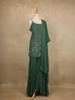 Green Sequins Embroidered Georgette Palazzo Suit