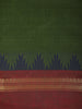 Green Solid Design Cotton Saree With Contrast Maroon Zari Border