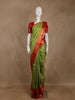 Green Tree Woven Kanchipuram Silk Saree With Contrast Red Zari Border