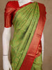 Green Tree Woven Kanchipuram Silk Saree With Contrast Red Zari Border