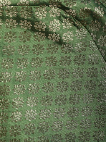 Green Zari Woven Floral Design Silk Readymade Blouse - Diadem