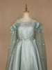 Green 3D Floral Designed Organza Party Gown
