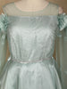 Green 3D Floral Designed Organza Party Gown