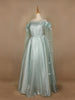 Green 3D Floral Designed Organza Party Gown