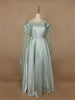Green 3D Floral Designed Organza Party Gown
