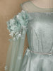 Green 3D Floral Designed Organza Party Gown
