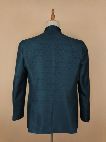 Green Abstract Designed Jodhpuri Men's Suit - Diadem