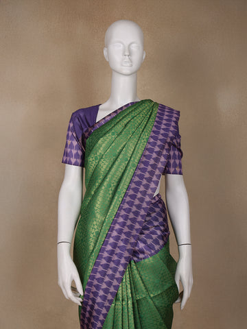 Green Abstract Designed Semi Tussar Saree - Diadem