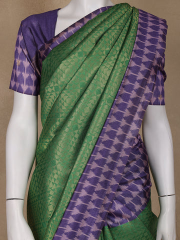 Green Abstract Designed Semi Tussar Saree - Diadem