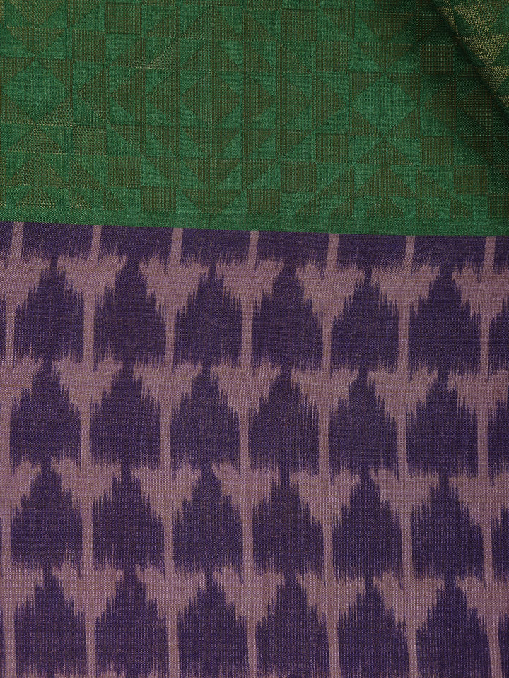 Green Abstract Designed Semi Tussar Saree - Diadem