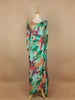 Green Abstract Printed Crepe Gown - Diadem
