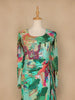 Green Abstract Printed Crepe Gown - Diadem