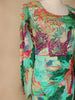 Green Abstract Printed Crepe Gown - Diadem