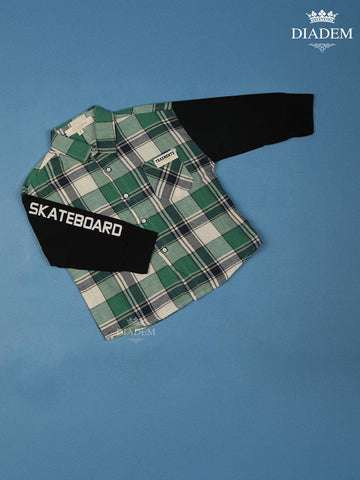 Green And White Checked Full Sleeve Cotton Shirt - Diadem