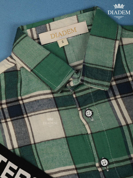 Green And White Checked Full Sleeve Cotton Shirt - Diadem