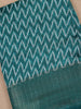 Green Chevron Designed Fancy Cotton Saree - Diadem