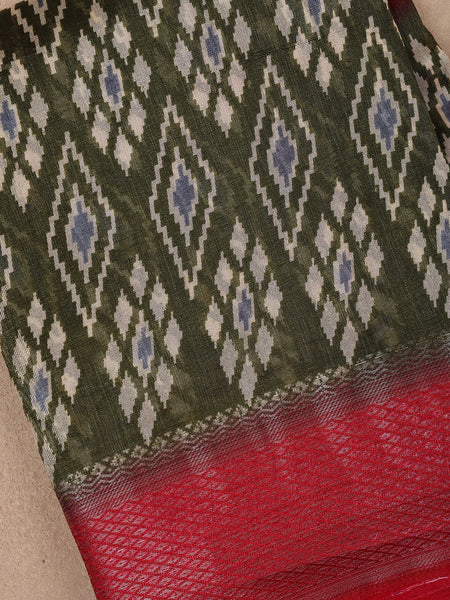 Green Diamond Designed Fancy Cotton Saree - Diadem