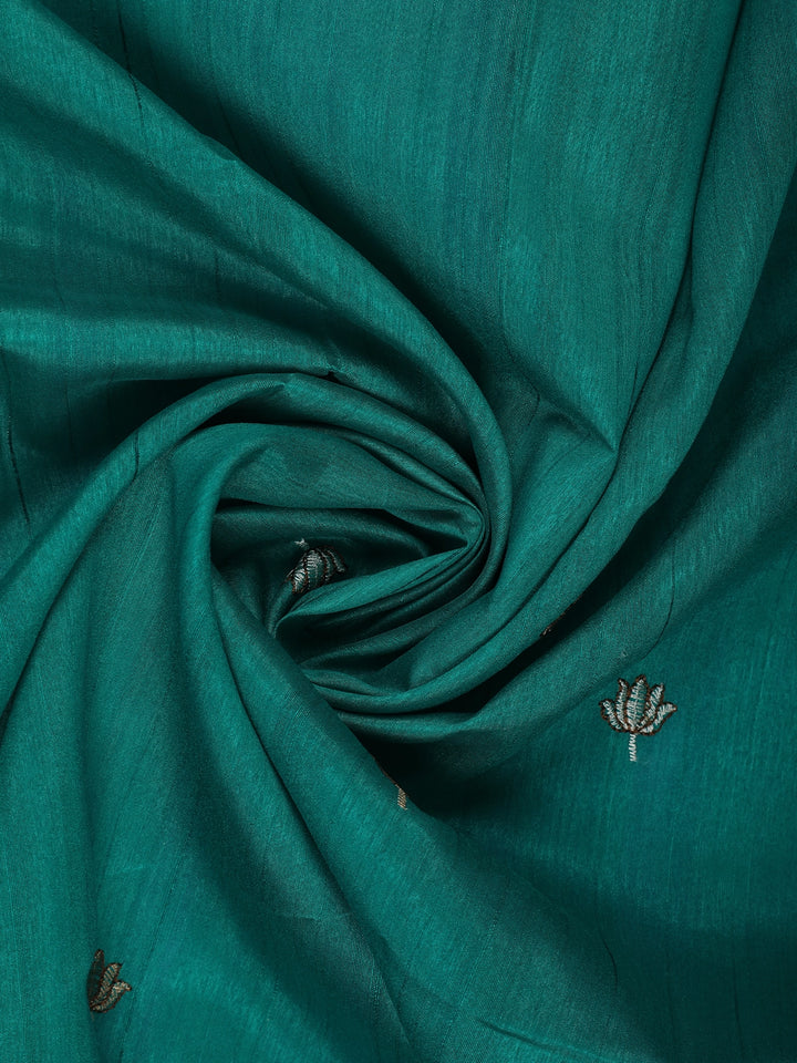 Green Elephant and Floral Designed Semi Tussar Saree - Diadem