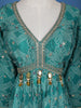 Green Floral Design Bead And Printed Work Georgette Gown - Diadem