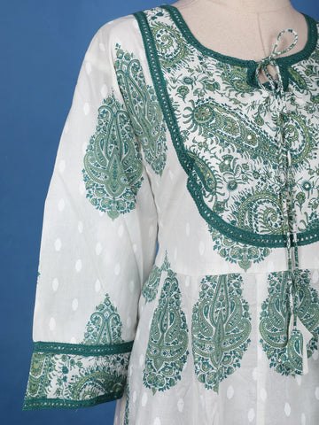 Green Floral Design Printed Cotton Salwar Suit - Diadem