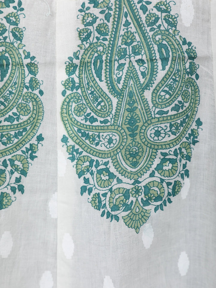 Green Floral Design Printed Cotton Salwar Suit - Diadem