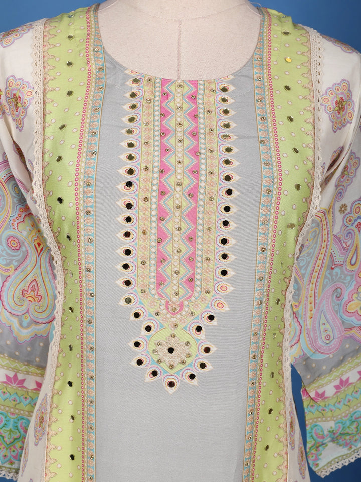 Multicolor Floral Design Printed Nylon Salwar Suit - Diadem