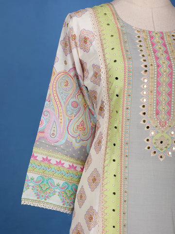 Multicolor Floral Design Printed Nylon Salwar Suit - Diadem