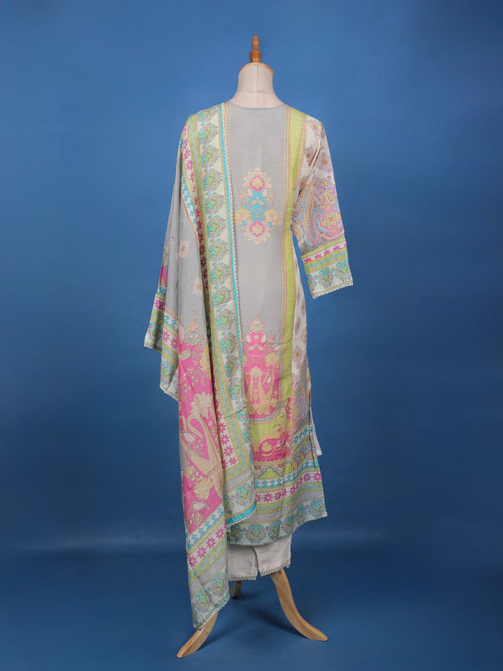 Multicolor Floral Design Printed Nylon Salwar Suit - Diadem