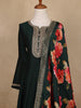Green Sequins Design Printed Semi Silk Anarkali Salwar Suit - Diadem