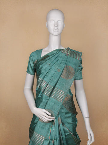 Green Floral Designed Semi Tussar Saree - Diadem