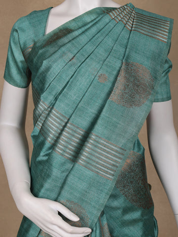 Green Floral Designed Semi Tussar Saree - Diadem