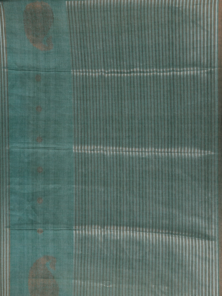 Green Floral Designed Semi Tussar Saree - Diadem
