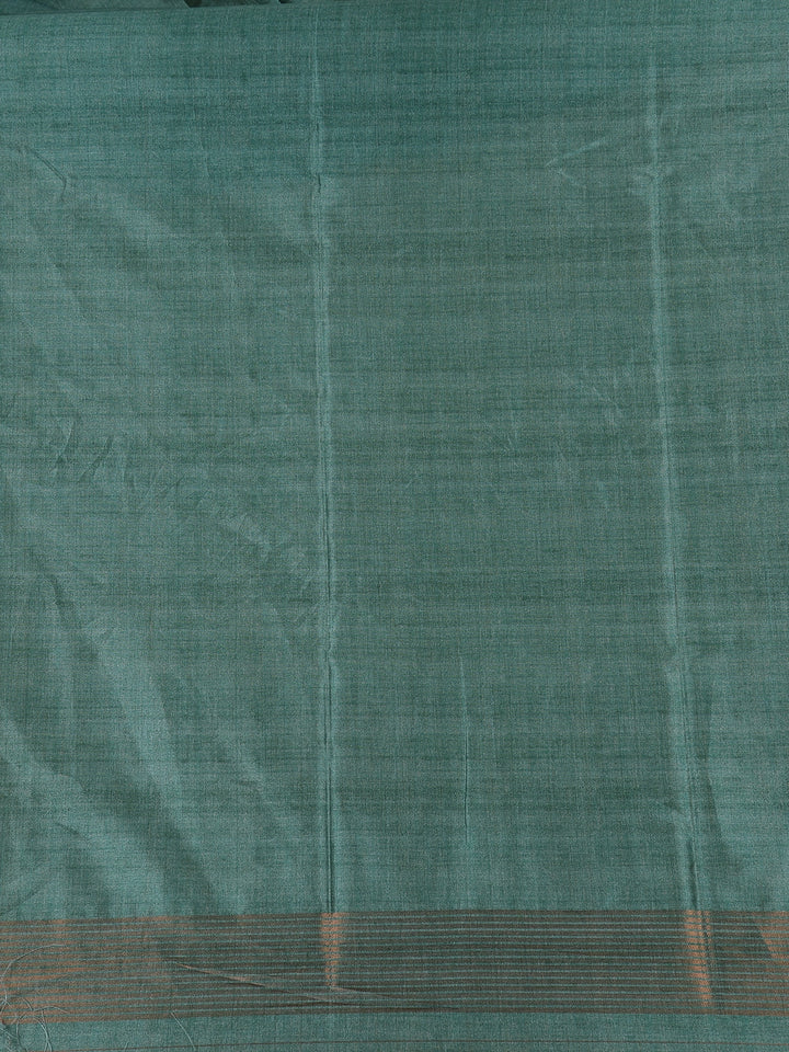 Green Floral Designed Semi Tussar Saree - Diadem