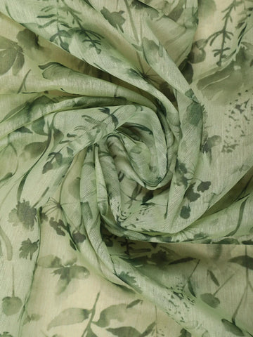 Green Floral Designed Chanderi Cotton Saree - Diadem