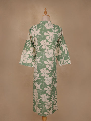Green Floral Designed Cotton Kurti - Diadem