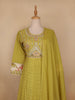 Green Floral Designed Cotton Salwar Suit