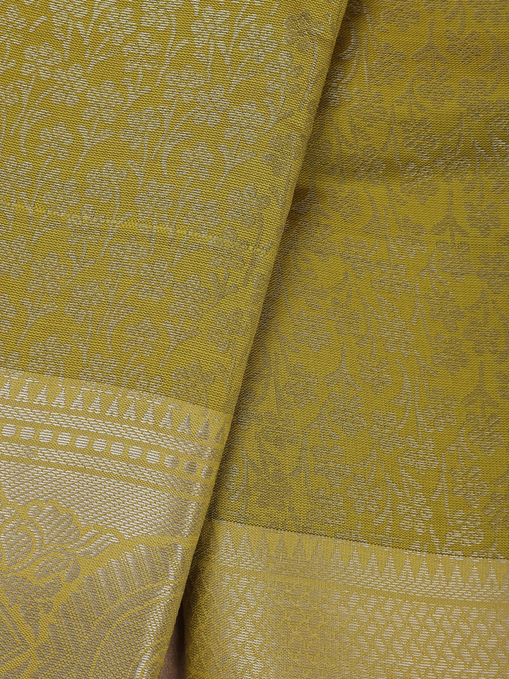Green Floral Designed Fancy Art Silk Saree - Diadem