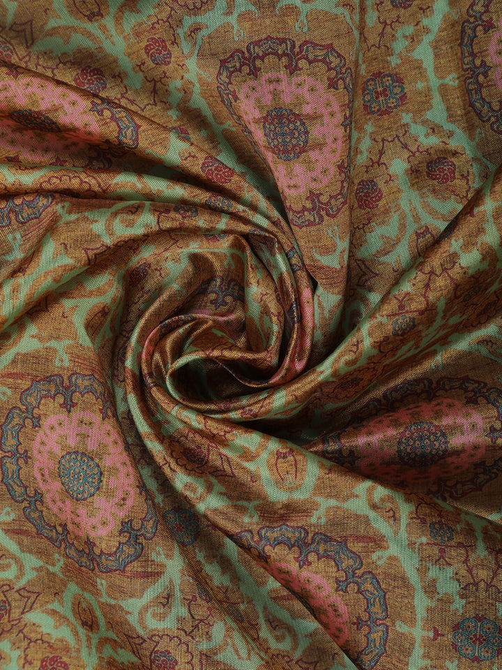 Green Floral Designed Kora Printed Saree - Diadem