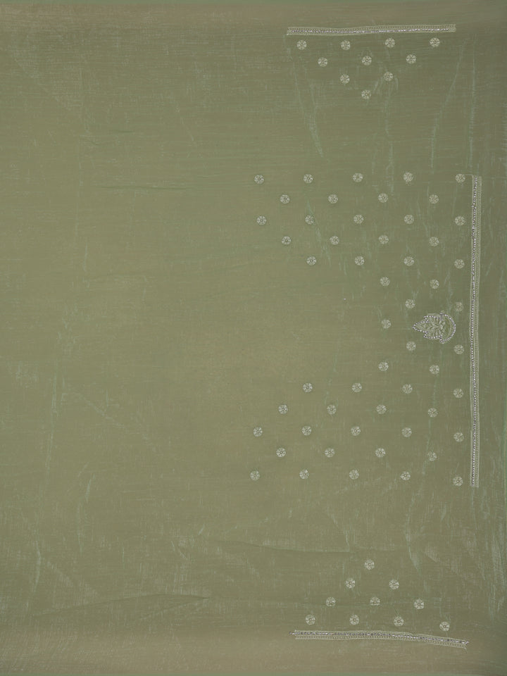 Green Floral Designed Organza Designer Saree - Diadem